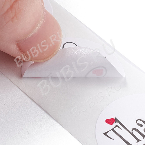 Этикетка 06 наклейка "Thank you" рулон около 500 наклеек 2,5*2,5см белые (упаковка и хранение)