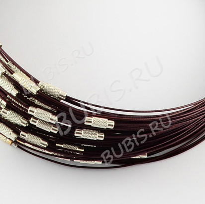 Чокер 03 из стальной проволоки с покрытием и винтовым замочком 2,7мм тёмно-коричневый(примерно 45см)