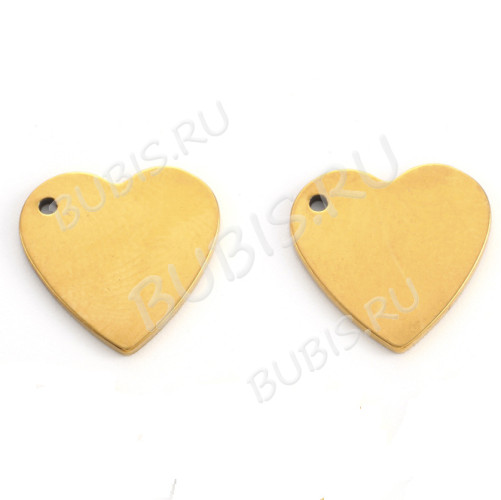 Подвеска Жетон 48 Сердечко окончание цепочки 15*14*1мм Real Gold Plated 18K золотистая (Хирургическая сталь)