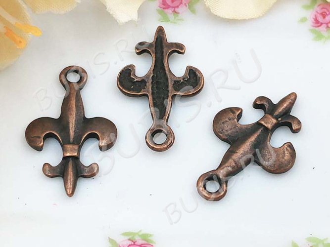 Подвеска Готическая Лилия 03 18,5*12*1,6мм античная медь (литьё)