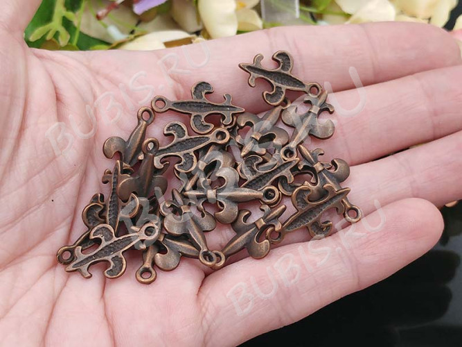 Подвеска Готическая Лилия 03 18,5*12*1,6мм античная медь (литьё)