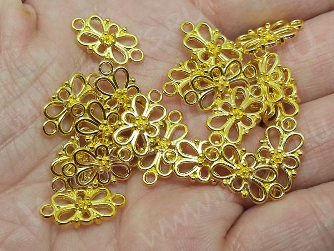 066 Коннектор Цветочек прямоугольный 16*8*3,5мм золотистый (литьё)