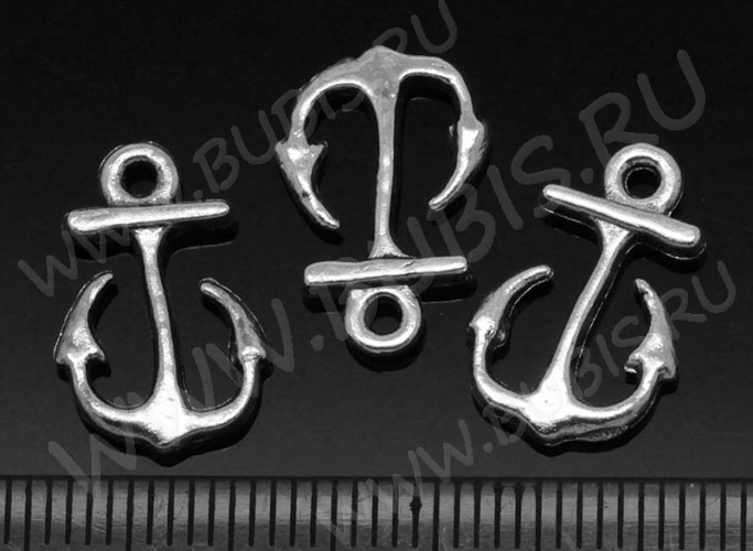 Подвеска Якорь 04 3D 16,5*10*2,5мм античное серебро (литьё)