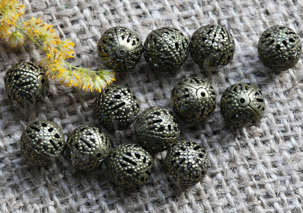 Бусина ажурная 01 "Шарик" 6мм античная бронза (Iron) (20шт.)