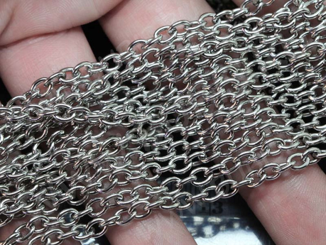 Цепочка S05 ювелирная сталь 5*3,8*1мм цвет платины (Хирургическая сталь) (50см)