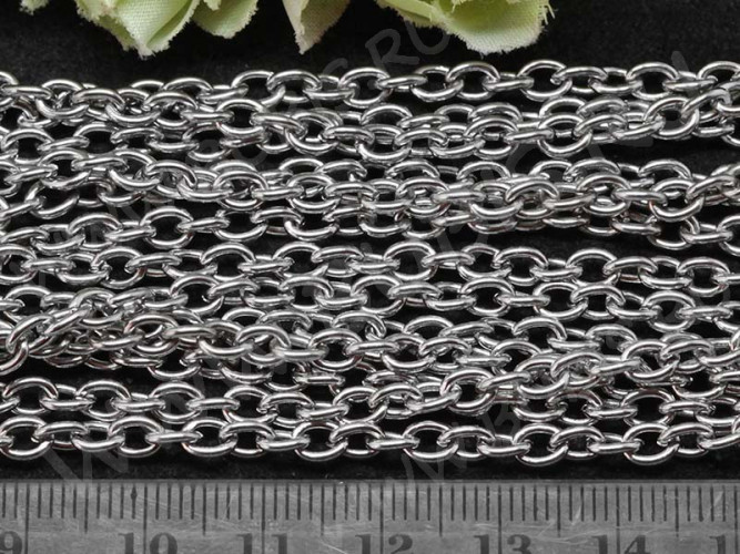 Цепочка S05 ювелирная сталь 5*3,8*1мм цвет платины (Хирургическая сталь) (50см)