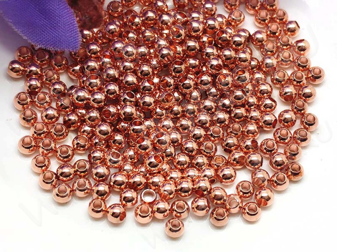 Бусина Шарик металлический 3мм розовое золото (Brass) (20шт.)