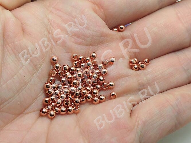 Бусина Шарик металлический 3мм розовое золото (Brass) (20шт.)