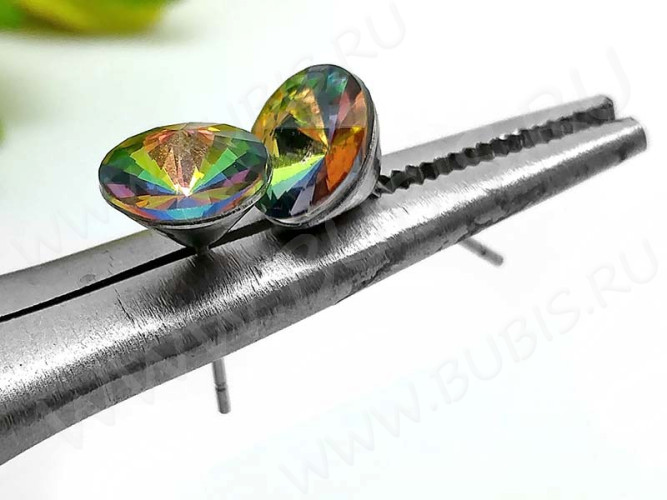 Пуссеты ("гвоздики") №150 с сеттингом-воронкой 8мм для риволи/страз 16*8*0,7мм цвет платины (хирургическая сталь) (1 пара)