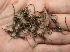 (СКИДКИ!!!) Швензы-крючки №048 с пружинкой и шариком 18,5*17мм античная бронза (Brass) (10 пар)