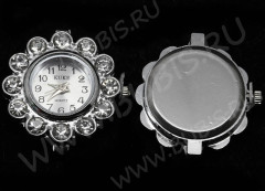 Заготовка для часов 078 округлая 27,6*27,1*7,7мм цвет платины и прозрачные стразы (часы)