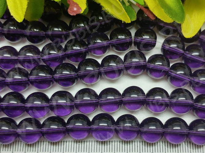 (СКИДКИ!!!) Бусина округлая 10мм аметистовая прозрачная (стекло) (10шт.)