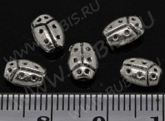 (СКИДКИ!!!) Бусина 180 Божья коровка 01 7,5*5*4мм античное серебро (литьё) (10шт.)