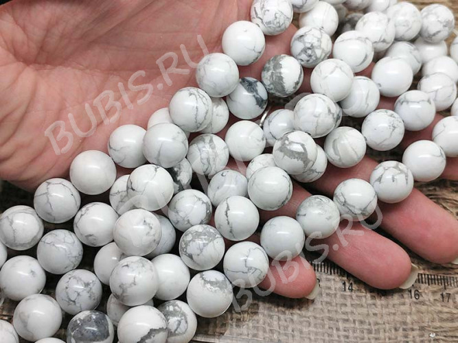 Бусина округлая 12мм Кахолонг белый (камни)