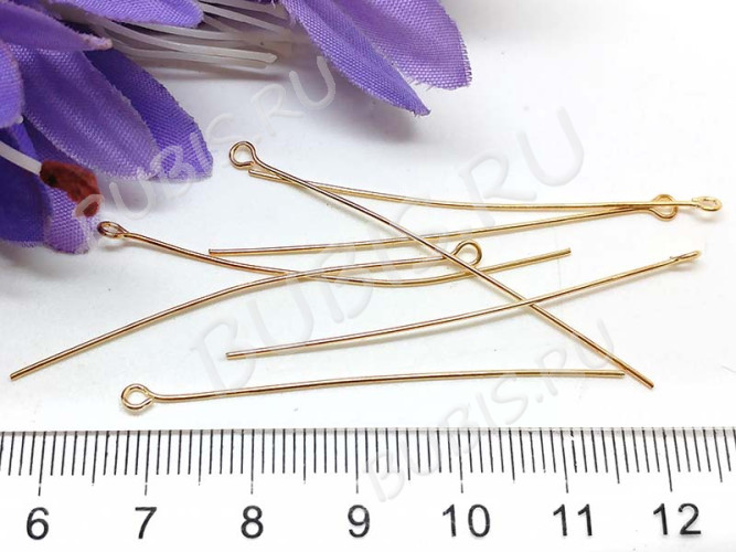 Штифт с петлёй 50*0,6мм светлое золото (Iron) (10шт.)