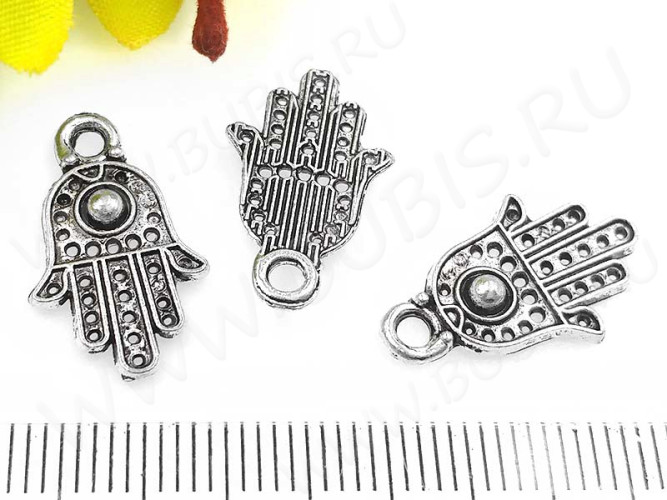 Подвеска Ладошка 05 Хамса 20*12*2мм античное серебро (литьё)