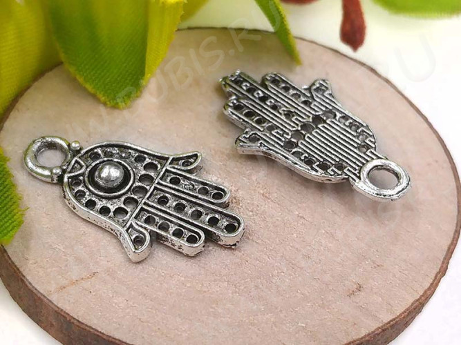 Подвеска Ладошка 05 Хамса 20*12*2мм античное серебро (литьё)