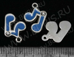 Подвеска Нота 05 со стразом 18*13*1,6мм т.голубая (цветные подвески)