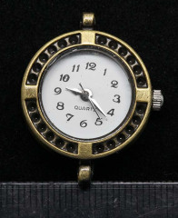 Заготовка для часов 123 Округлая 29*25*7,2мм античная бронза+белый (часы)