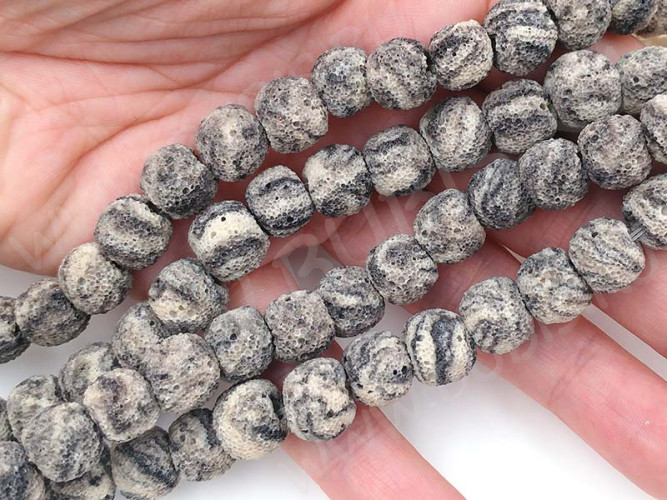 (СКИДКИ!!!) Бусина каменная Бочонок 20 10*10*9мм Лава шершавая Зебра серая (камни) (10шт.)