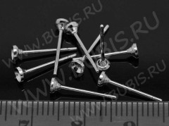 Пуссеты (&quot;гвоздики&quot;) №063 (сеттинг-чашечка 3мм) 13*3*3мм цвет платины (Brass) (1 пара)