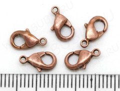 Замочек карабин №011 из латуни малый 9,5*5,5*2,5мм античная медь (Brass)