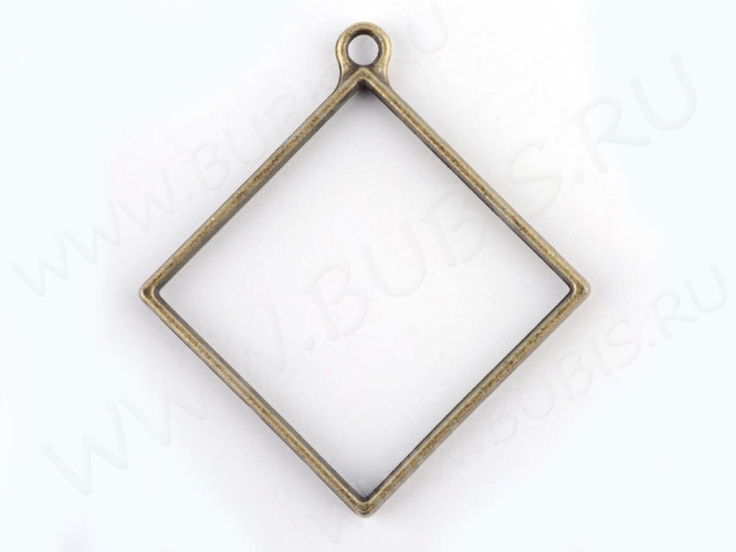 Подвеска Рамка 06 Ромб 48*44*3,6мм античная бронза (литьё)