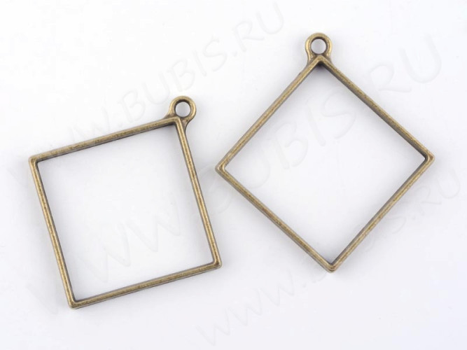 Подвеска Рамка 06 Ромб 48*44*3,6мм античная бронза (литьё)