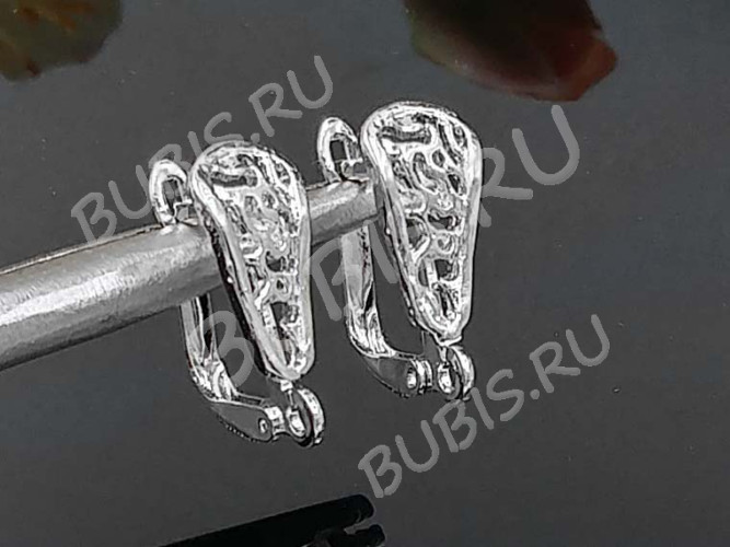 Швензы с английским замком №122 Треугольник ажурный 18*11,5*8мм цвет платины (Milano LUX) (Brass) (1 пара)