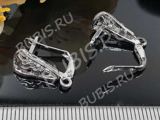 Швензы с английским замком №122 Треугольник ажурный 18*11,5*8мм цвет платины (Milano LUX) (Brass) (1 пара)