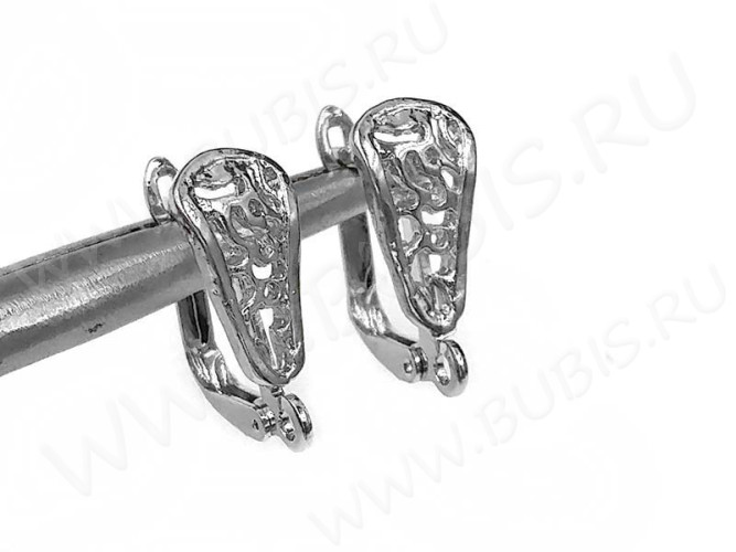 Швензы с английским замком №122 Треугольник ажурный 18*11,5*8мм цвет платины (Milano LUX) (Brass) (1 пара)