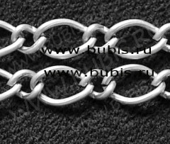 Цепочка I005 ДЛЯ БРАСЛЕТОВ звено 11*7мм и 6*5мм серебристая (Iron) (50см)