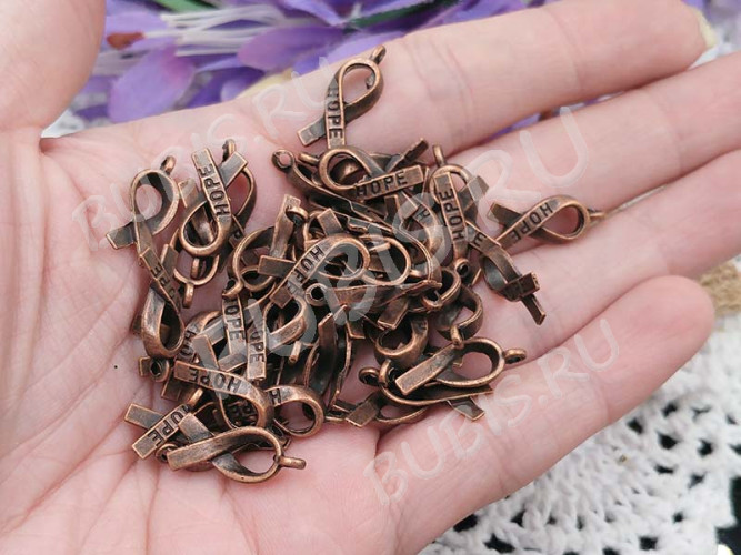 Подвеска Ленточка Hope 18*7,5*3мм античная медь (литьё)