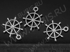 (СКИДКИ!!!) Подвеска Штурвал 05 3D 18,5*16*3мм цвет платины (акрил ССВ) (10шт.)