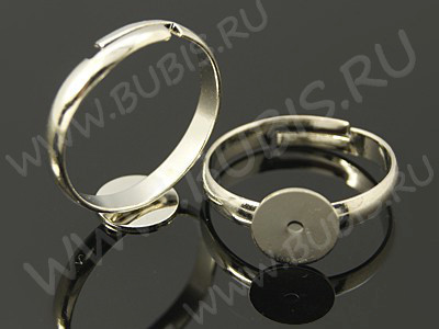 Основа (заготовка) для кольца 010 17мм с платформой 10мм серебристая (Brass)