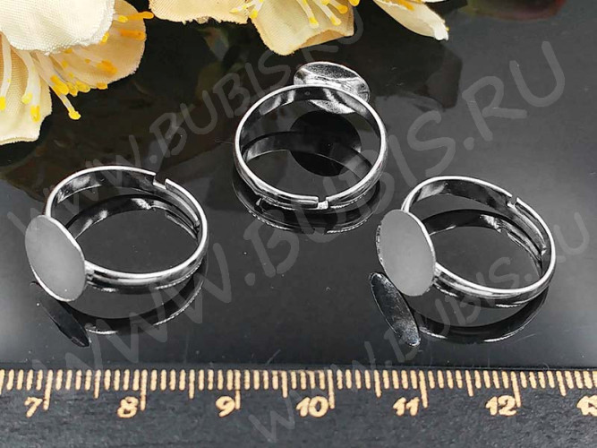 Основа (заготовка) для кольца 010 17мм с платформой 10мм серебристая (Brass)