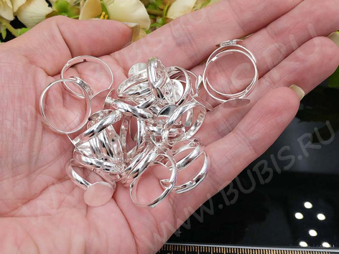 Основа (заготовка) для кольца 010 17мм с платформой 10мм серебристая (Brass)