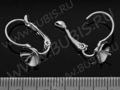 Швензы с французским замком №29 с сеттингом-воронкой 8мм и штырьком 19*14*8мм цвет платины (Brass) (1 пара)