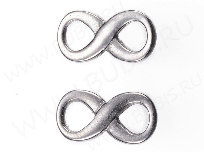 329 Коннектор Восьмёрка Бесконечность для браслетов 15*7,5*1,8мм цвет платины (Хирургическая Сталь)