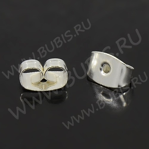 (СКИДКИ!!!) Зажимы для пуссет (гвоздиков) и швенз №09 6,5*4,5*3мм серебристые (Iron) (50 пар)