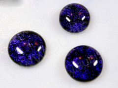 Кабошон Фьюзинг Круглый 14-16мм  Дихроик на черном Синий Узор круг HAM
