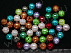 (СКИДКИ!!!) Бусина Округлая 18 &quot;Жемчуг&quot; 8мм микс (акрил) (50шт.)