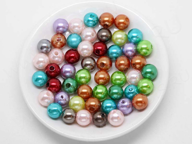 (СКИДКИ!!!) Бусина Округлая 18 "Жемчуг" 8мм микс (акрил) (50шт.)