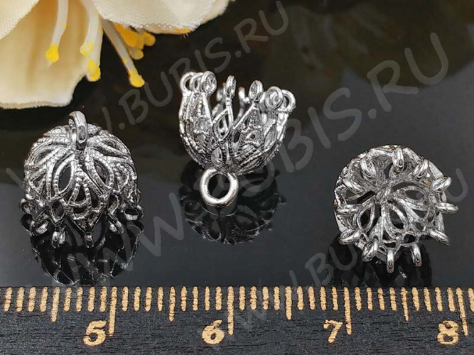 Концевик 109 Корона коннектор 12*11*11мм цвет платины (Milano LUX) (Brass)