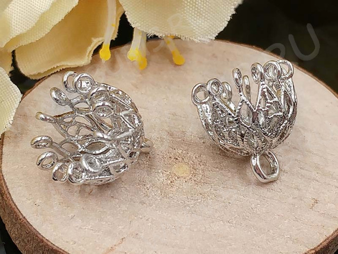 Концевик 109 Корона коннектор 12*11*11мм цвет платины (Milano LUX) (Brass)