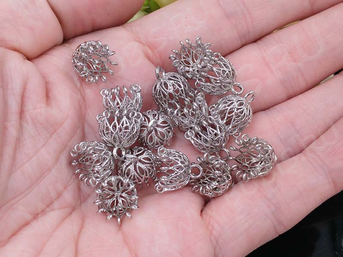 Концевик 109 Корона коннектор 12*11*11мм цвет платины (Milano LUX) (Brass)