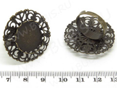 Основа (заготовка) для кольца 088 ажурная 18мм с сеттингом 18мм античная бронза (Brass и Iron)