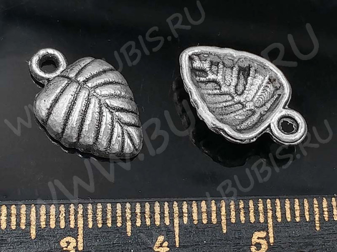 (СКИДКИ!!!) Подвеска Листик 15 16*14*4мм античное серебро (литьё) (10шт.)