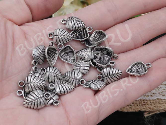 (СКИДКИ!!!) Подвеска Листик 15 16*14*4мм античное серебро (литьё) (10шт.)
