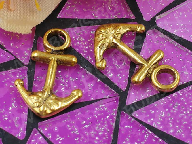 Подвеска Якорь 02 двусторонняя 20*14*2мм античное золото (литьё)